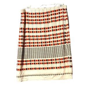 Studio M Retro Pencil Skirt Mid Rise Geometric Pattern White Multicolor Womens M